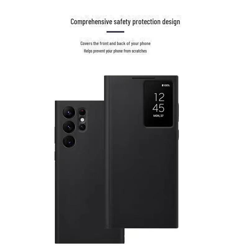 Совместимый чехол из ультракожи для Samsung S23 с чипом S22+ для интеллектуального ответа без переворачивания и защиты S24.