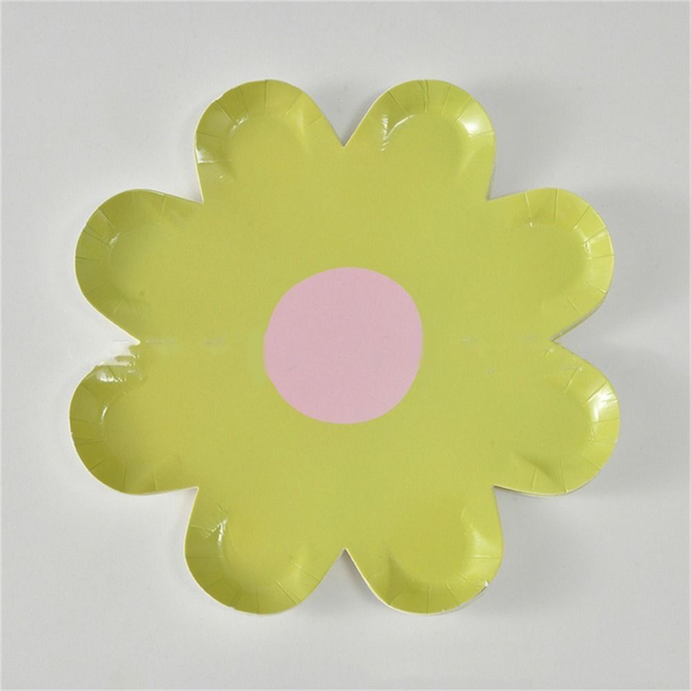 10pcs/set Picnic Cake Tray Daisy Tableware Paper Disposable Cake Plates Cute Flower Dinner Plates
