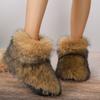 Модные женские зимние сапоги для отдыха на открытом воздухе, роскошные меховые сапоги из искусственного меха лисы, новые модные сапоги WomanPlush Warm Platform Shoes Bottes