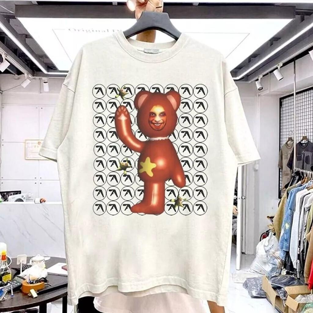 Aphex Twin Bear White T shirt Retro Style Men Women Unisex S-5XL