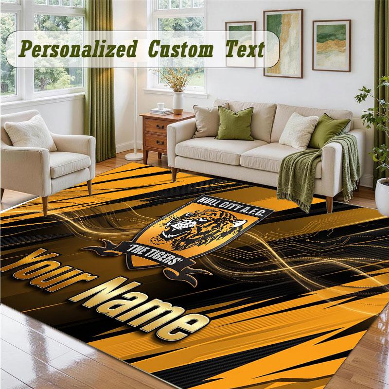 Crystal Velvet Square Rug Custom NameHull FC Pattern Non Slip Home Floor Decor Rug