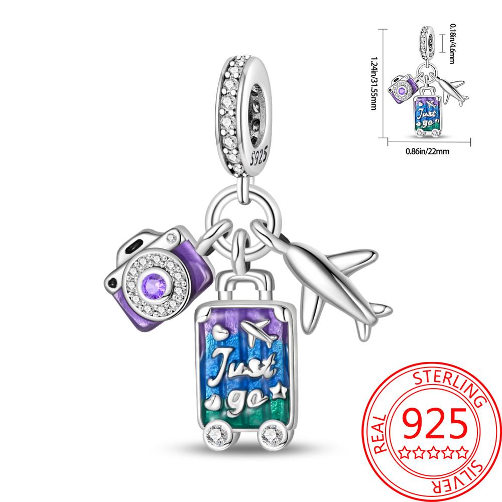 Copper Metal Paris Tower Aircraft Travel Charm Bead Component Pendant Bead Component Bead Components Compatible With Charm Bead Component Authentic