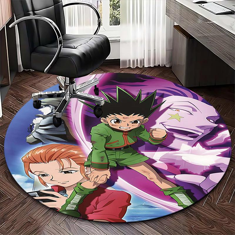 1 шт. Ковер Круглый Дизайн Аниме Мультфильм Hunter x Hunter - Коврик под Кресло, Нескользящий Ковер для Декора Дома, Гостиной, Спальни, Игровой Комнаты, Общежития, Bir