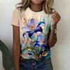Women's Round Neck 3D Butterfly Print T-shirt Elegant Casual And Comfortable Spring And Summer Purple Gold Short Sleeve