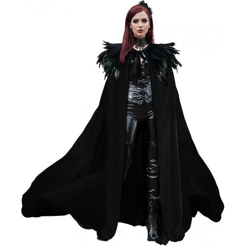 Women Halloween Solid Color Cape Long Cloak Cosplay Party Costume Casual Gothic Stage Dress Up Cape For Festival