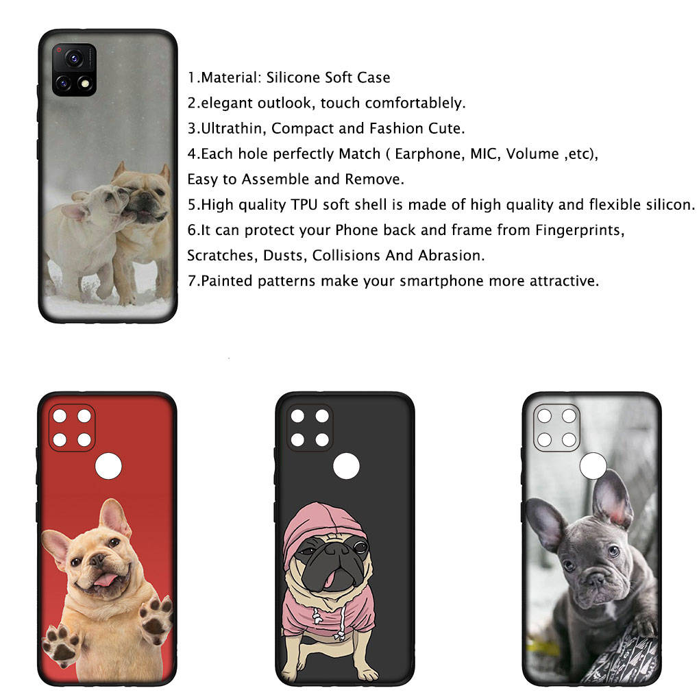 Чехол для iPhone 16 15 14 Xiaomi Redmi Note 13 12 11 Pro Max X 10 8 9 XR Samsung Galaxy S24 S23 A05 12C 13C OPPO Huawei France Bulldog Dog Phone Case