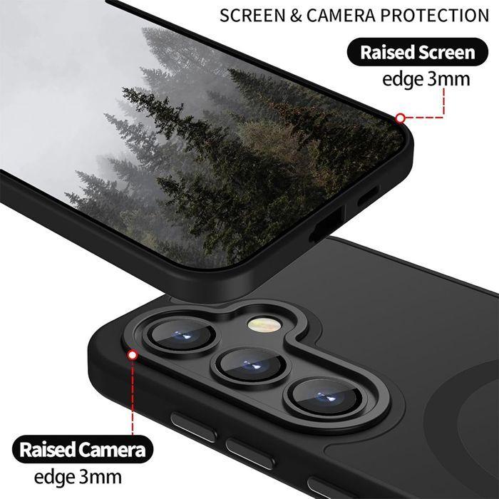 Coque pour Samsung Galaxy A57 5G, avec Anneau Magnétique Vitre Caméra - Translucide Noir