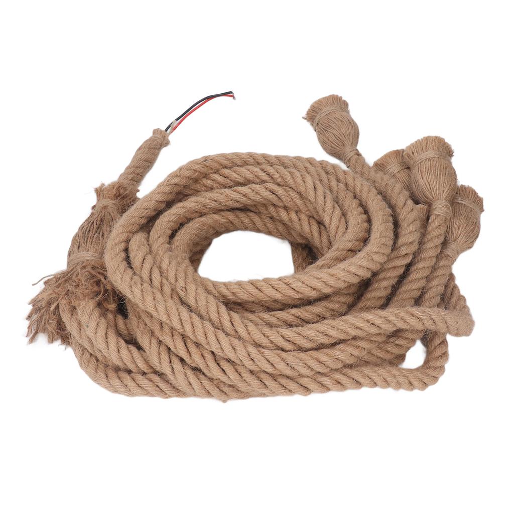Rope Pendant Light 6 Heads Hanging Cord Vintage 6.5ft E27 E26 Socket Twisted Hemp Wire Light