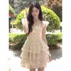 New Small Floral Dress for Women In Summer, Sweet and Gentle Wind, Waist and Thin Small Flying Sleeve Short Skirt