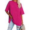 Womens' Fashionable And Casual Solid-color Basic Round-neck Short-sleeved Top