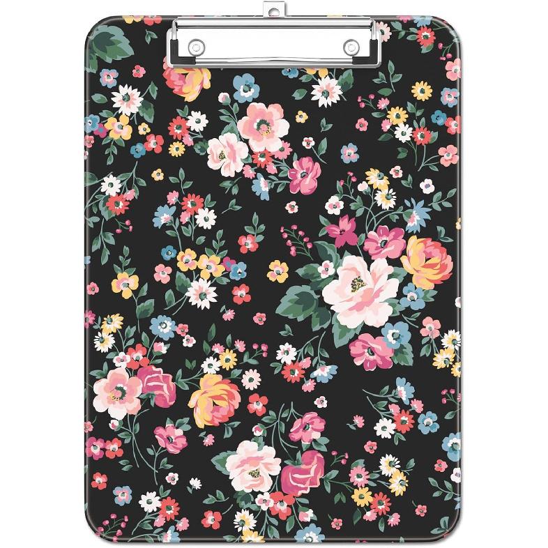 Plastic Cute Clipboard Low-Profile Metal Clip, A4 Letter Size 9 x 12.5 in, 8.5 x 11 Paper Clip Board for Teachers, Nurses, Classroom,Cute Black Cats