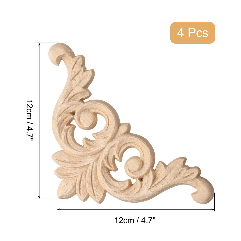 4 шт. Деревянные резные дверные шкафы, деревянные аппликации, накладки, фигурки, ремесло, домашний декор, неокрашенные углы, резные наклейки, настенное украшение