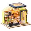 moin moin Миниатюрный кукольный домик, набор для ручной работы, кафе, кондитерская с разноцветными пирожными, желтая кофейня, светодиодный светильник, акриловый корпус 2105DH254 1/24 +