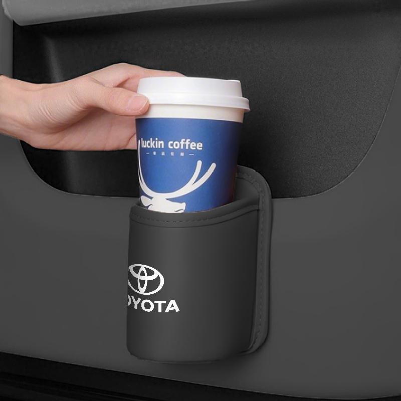 Leather Car Door Cup Holder Drink Storage Keys Organizer For Toyota Corolla Yaris Camry Prius RAV4 CHR Hilux Aygo Accessories