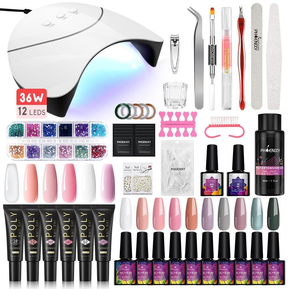 Большой набор с лампой для маникюра гель-лаком PHOENIXY