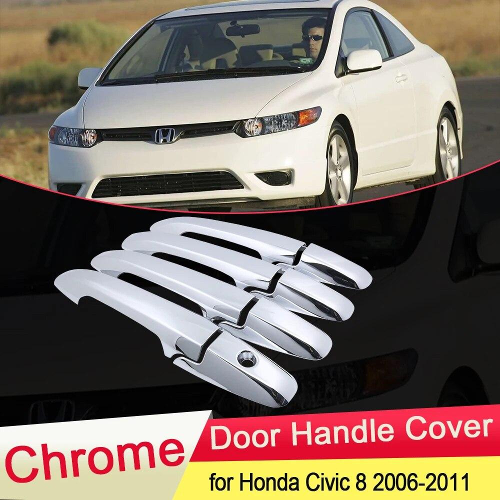 Роскошная хромированная крышка дверной ручки для Honda Civic 8 2006 2007 2008 2009 2010 2011, накладка на автомобильные наклейки, аксессуары, гарнир