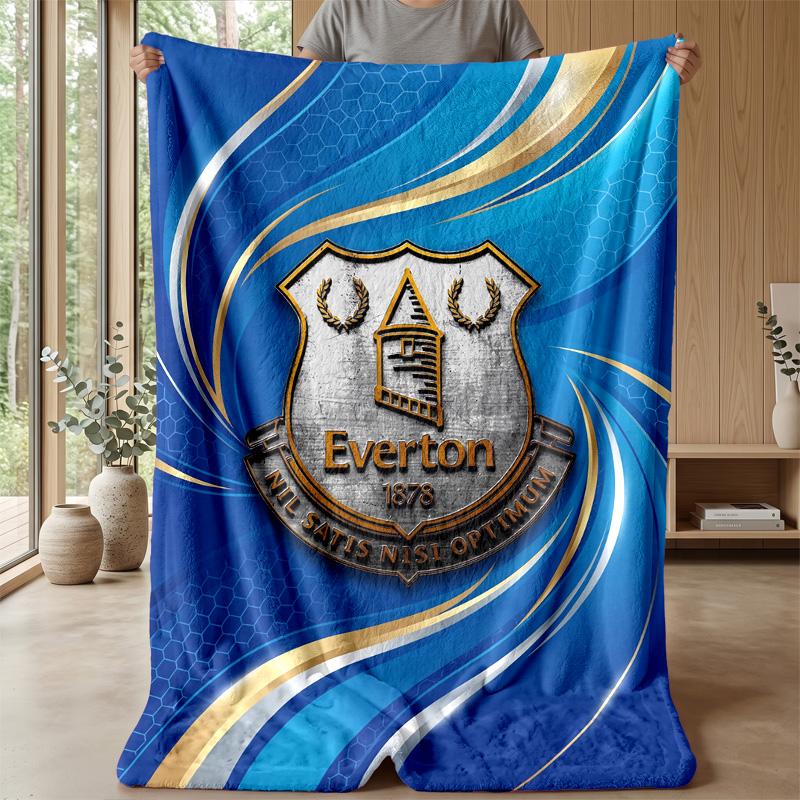 Everton Football Print Flannel Blanket, Soft Warm Lightweight Throw Blanket for Sofa Bed Camping