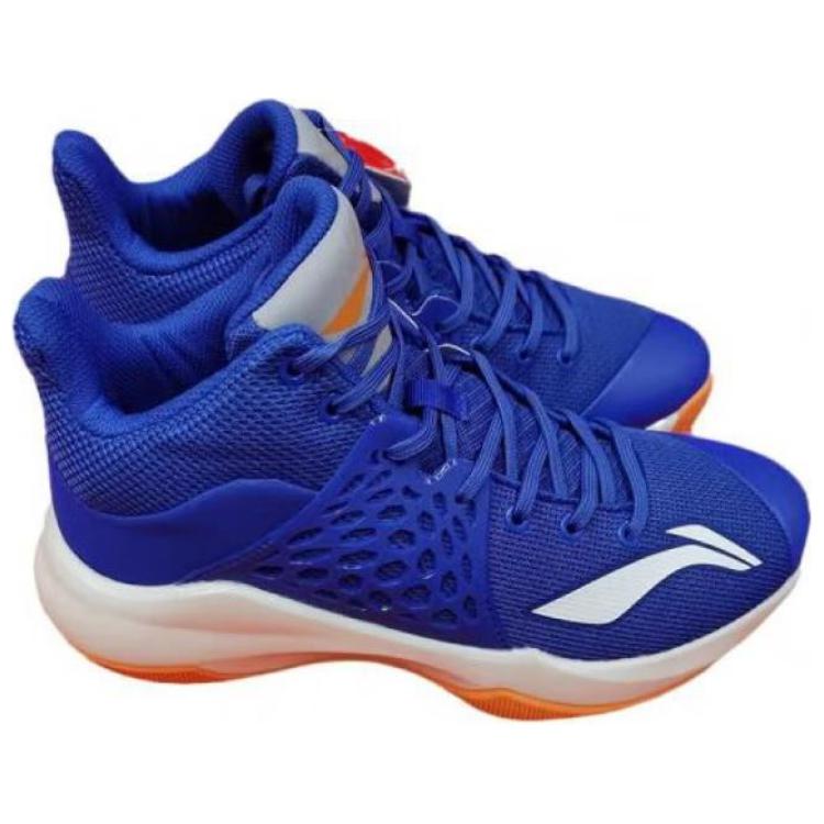 Li Ning SONIC 7 Амортизирующие Скользкие Устойчивые к истиранию Средневысокие Баскетбольные Кроссовки Мужские Синие Белые ABPP029-13