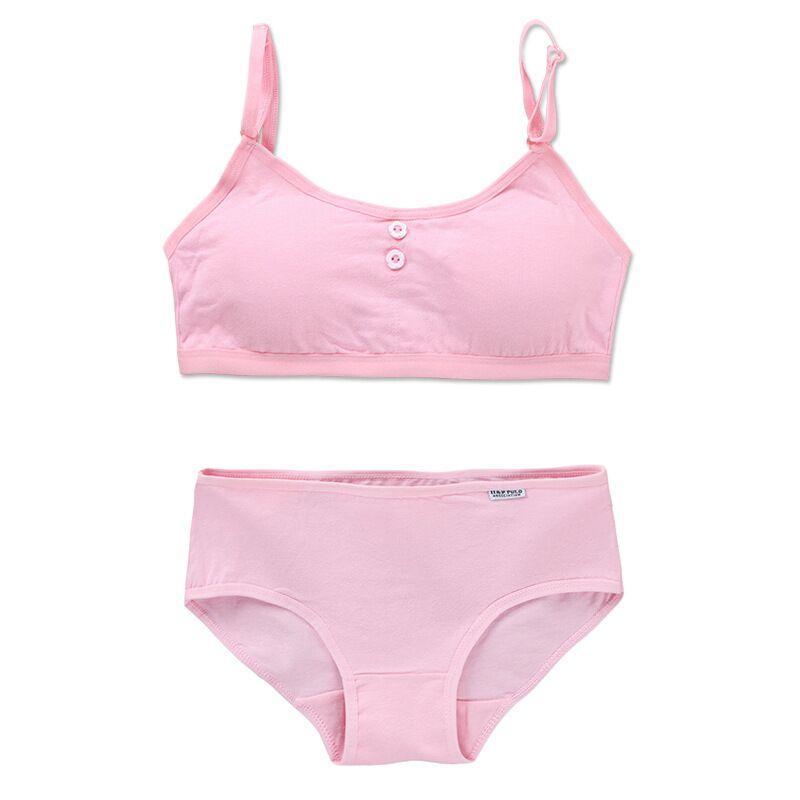 Комплекты бюстгальтера и трусиков для девочек-подростков, хлопковый бюстгальтер с подкладкой и трусики