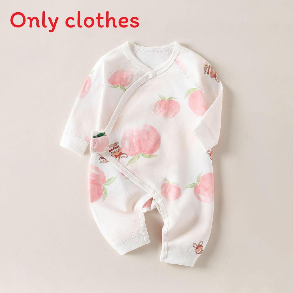 Baby Newborn Romper With Breathable Cotton And Diagonal Tie For Gentle Sleep