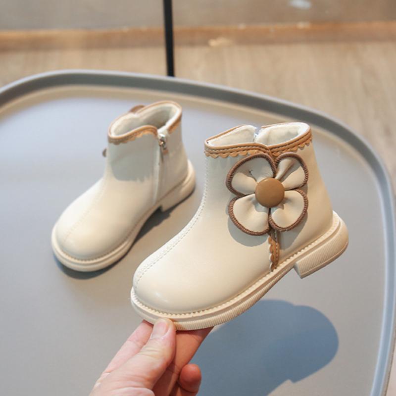 Девичьи бархатные хлопковые ботинки Осень и Зима Детские теплые короткие ботинки Девичьи ботинки