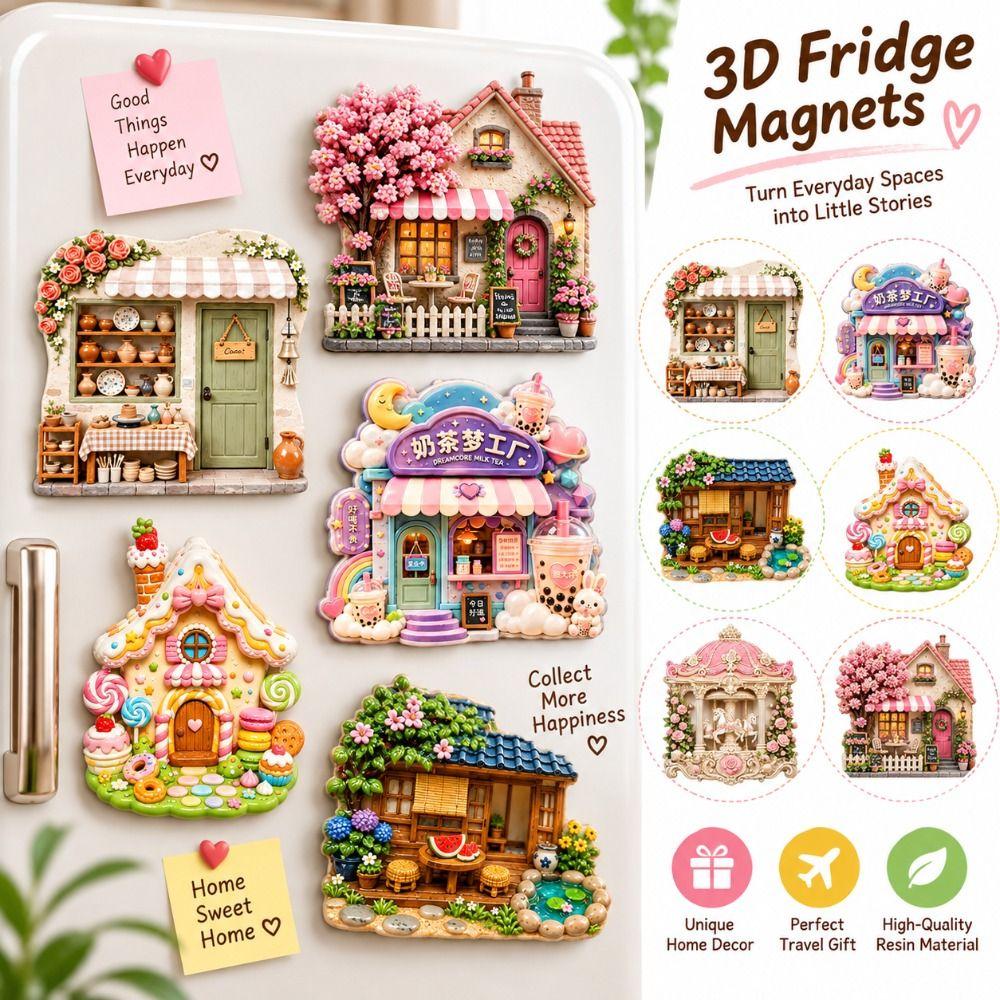 3D Relief Fridge Magnet Cartoon Pattern 3D Refrigerator Stickers Kitchen Decor