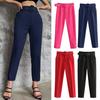 Women Suit Pants High Waist Straight Leg Fit Long Trousers with Pockets Solid Color Casual Work Pants