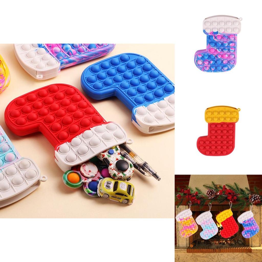 Рождественский чулок Поп Ит Фиджет Игрушка Ярких Цветов И Приятных Звуков Для Детей