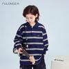 FULONGZAI Весна 2025 Родительско-детская полосатая толстовка-поло с длинными рукавами для детей