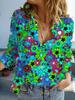 Fashion Multicolour Flower Style 3D Print Women Long Sleeve Shirts Autumn Holiday Casual Ladies Blouse Tops Women's Clothing