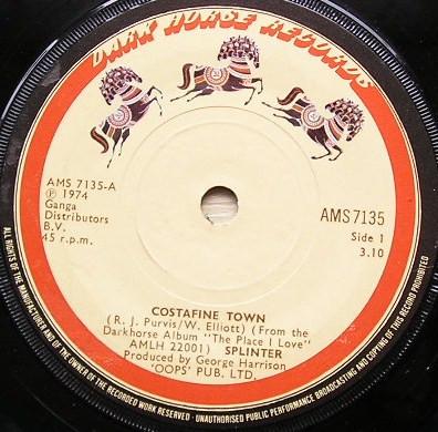 7-дюймовая пластинка SPLINTER (2) - Costafine Town AMS7135 Dark Horse Reco 1974 UK Rock б/у