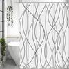 Абстрактная белая и серая полосатая шторка для душа, декоративная шторка для душа для ванной комнаты, водонепроницаемая шторка для душа с крючками