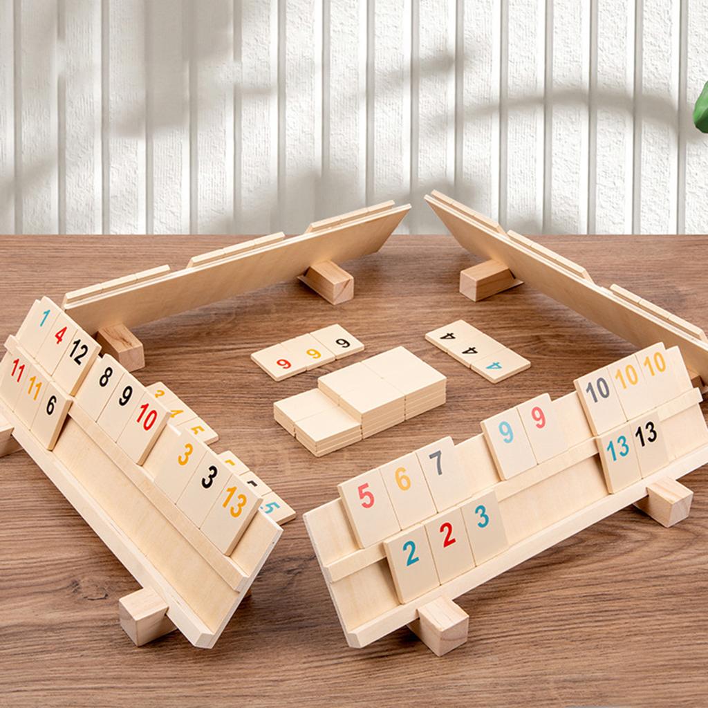 Дорожная версия игры Рамми Дорожная игра Рамми Куб для 2-4 человек Веселая игра для взрослых и детей, 160 фишек, 6 подставок для игры