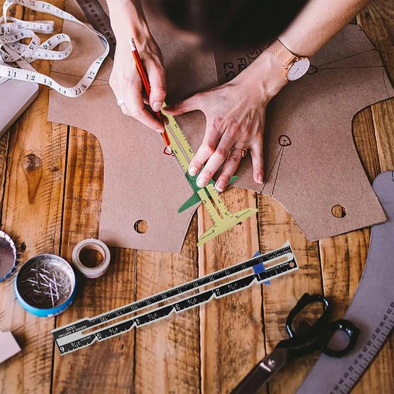 Раздвижная линейка 5-в-1, измерительный инструмент, многофункциональная пластиковая чертежная линейка, линейка для пэчворка для домашнего шитья, швейный аксессуар