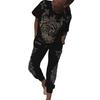 2 Pcs/Set Women T-shirt Pants Set Tiger Print Round Neck Short Sleeves Top Ankle-banded Elastic Waist Trousers Casual Daily Wear Outfit