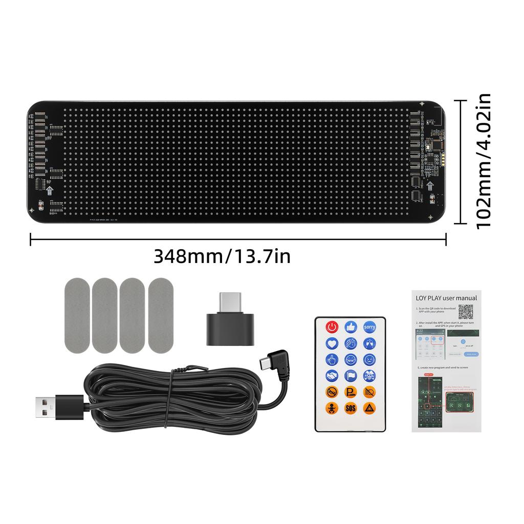 RGB LED Car Sign Animation LED Matrix Pixel Panel DIY Programmable Bluetooth-compatible App Control LED Flexible Display Light