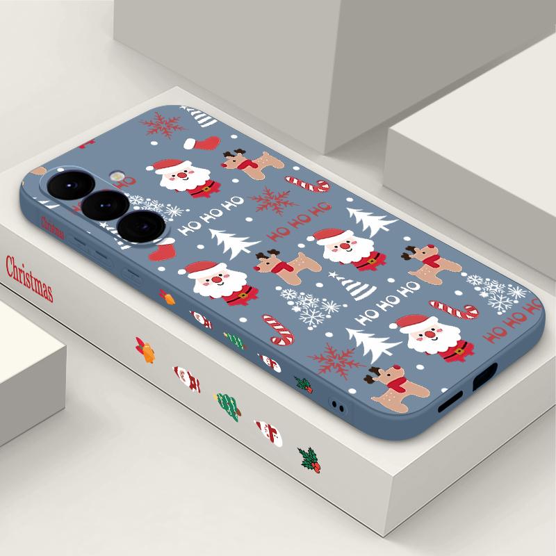 Мультяшный чехол для телефона с рождественской елкой для Samsung Galaxy A56 A17 A26 A16 A36 A55 A54 A53 A15 S24 S25 FE S25 S22 S23 Ultra Противоударный чехол со шнурком