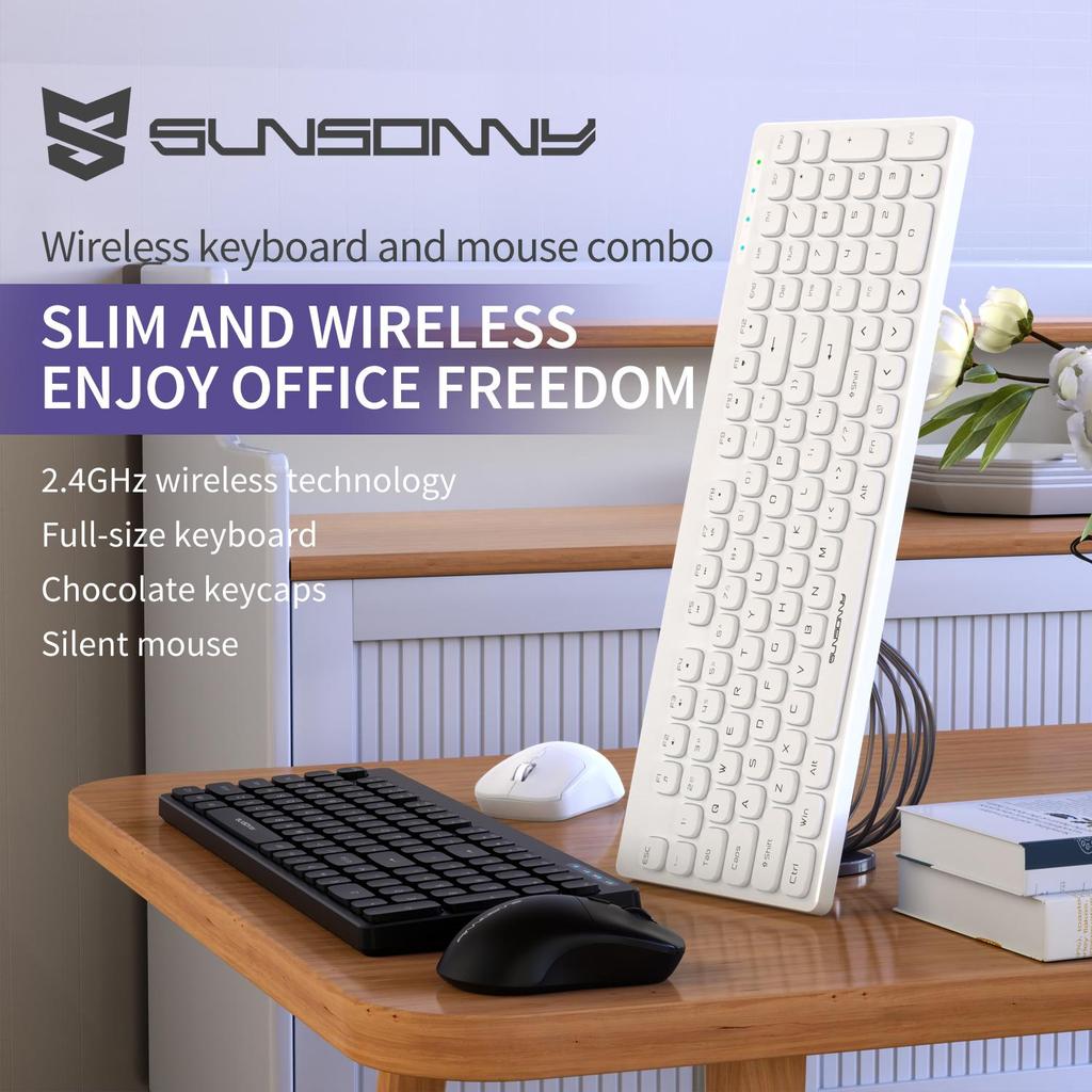 SUNSONNY беспроводная клавиатура и мышь набор шоколадный бесшумный офисный набор текста настольный ноутбук клавиатура и мышь