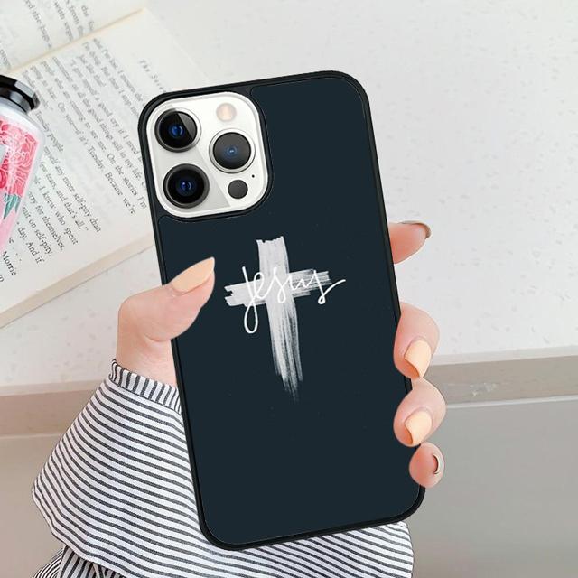Cross on Bible Christian Catholic phone Case For iPhone 16 15 14 Plus XR XS apple 16 11 12 13 mini Pro Max coque