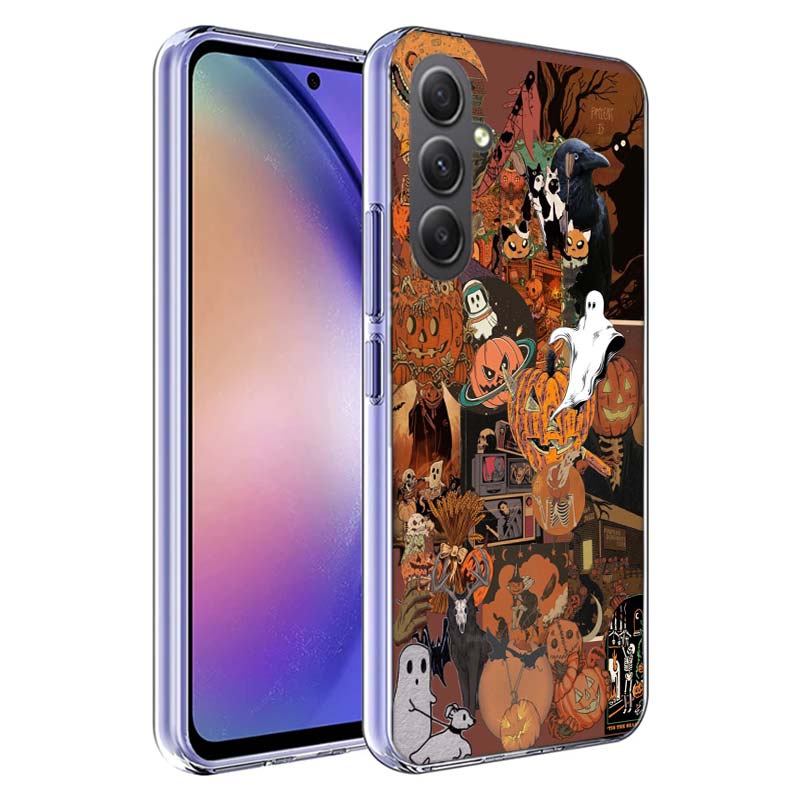 Halloween Fall Art Witch Cat Phone Case for Samsung A17 A37 A57 A07 A16 A26 A36 A56 A06 A02S A12 A22 A32 A52S A04S A14 A24 A34 A