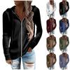 Long Sleeve Open Front Cardigans For Women Casual Knit  Zip Up Hooded Outwear Sweatshirt Coat