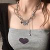 Double Layer Necklace Charming All Match Adjustable Dress Up Jewelry Accessory Love Butterfly Pendant