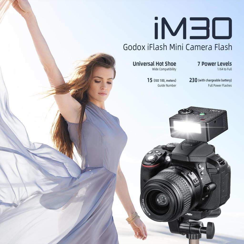 Авторизованная вспышка GODOX iM30 Mini Camera Flash Mini iFlash GN15 CCT 6500K Время цикла составляет 7 с, подходит для вспышки Fuji Olympus Speedlite [GODOX