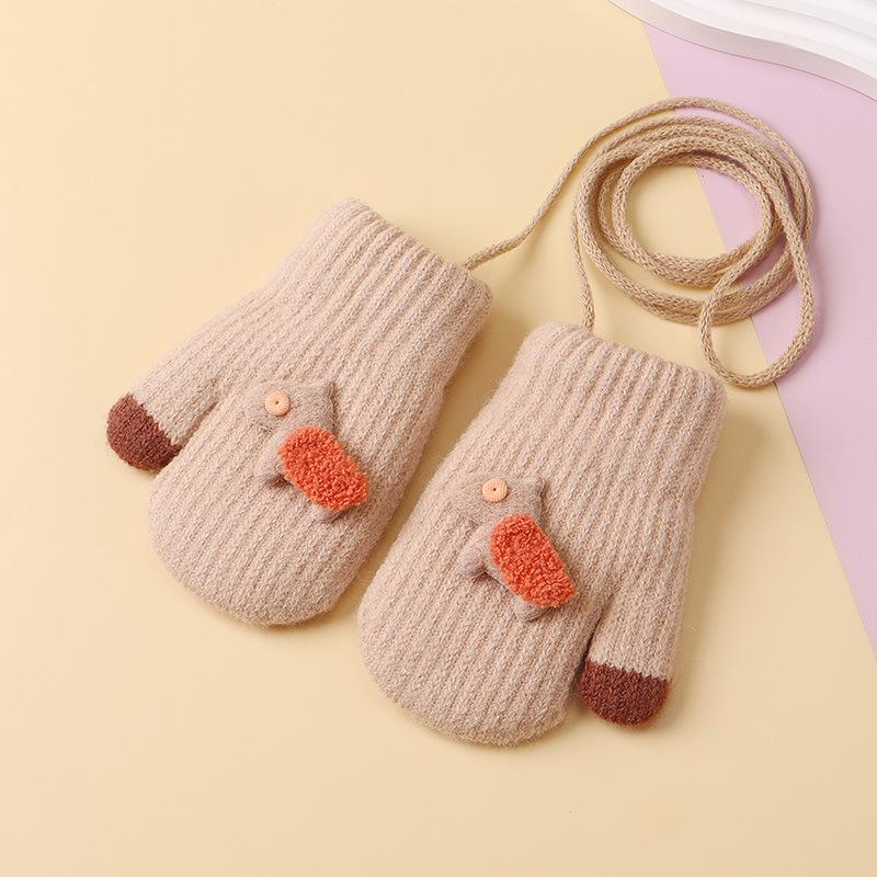 Warm Cartoon Children Gloves Fleece Coldproof Kids Full Fingers Gloves Warm Knitted
