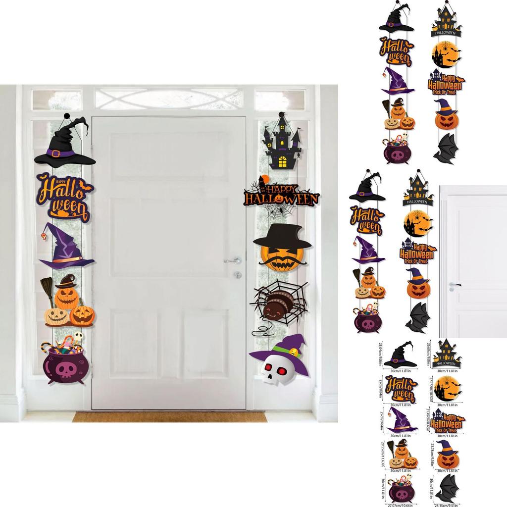 Halloween Festive Door Decoration With Bat Pumpkin Door Hanging For Scene