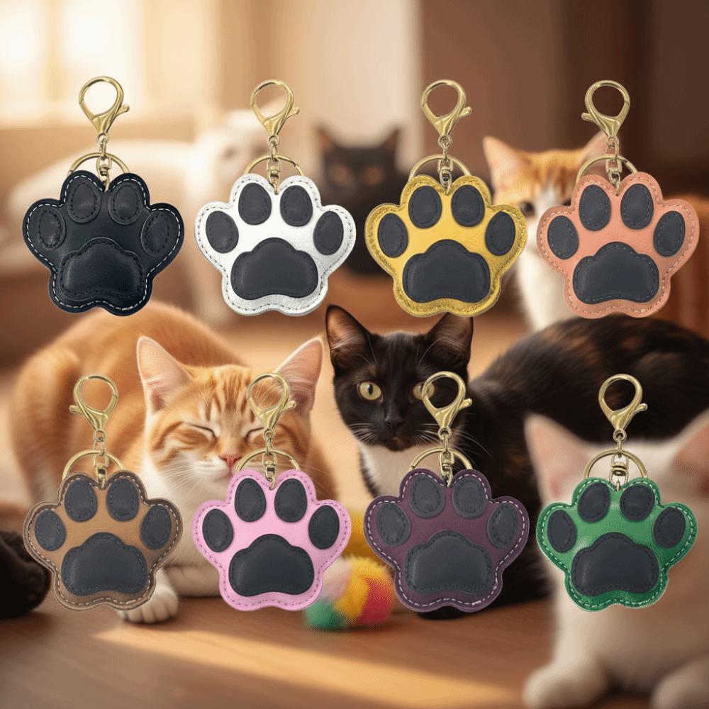 Pet Leather Cat Paw Pendant Hanger Bag Charm Cute Cat Footprint Keychain Car Accessory
