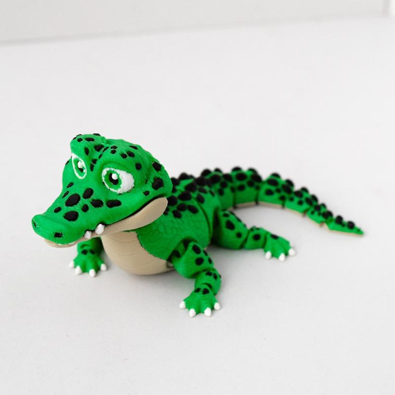 Реалистичная маленькая статуэтка-игрушка крокодила 3D-печать Игрушка Суставы Подвижный Крокодил Зоопарк Маленькое Животное Настольный Декор Детский Забавный Подарок