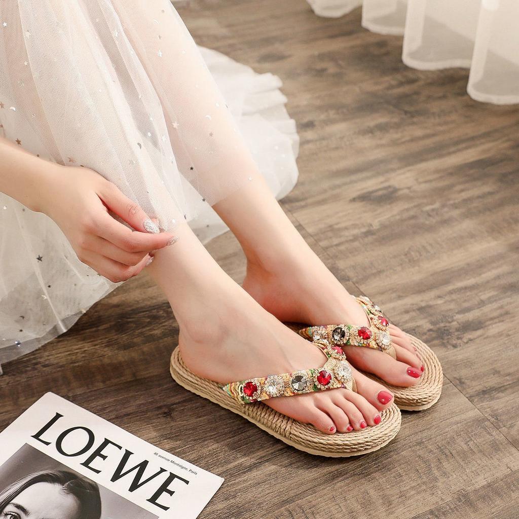 Модные тапочки для женщин, женские шлепанцы со стразами, стильные, элегантные, дизайнерские, роскошные тапочки на платформе, милые, пляжные сандалии на танкетке