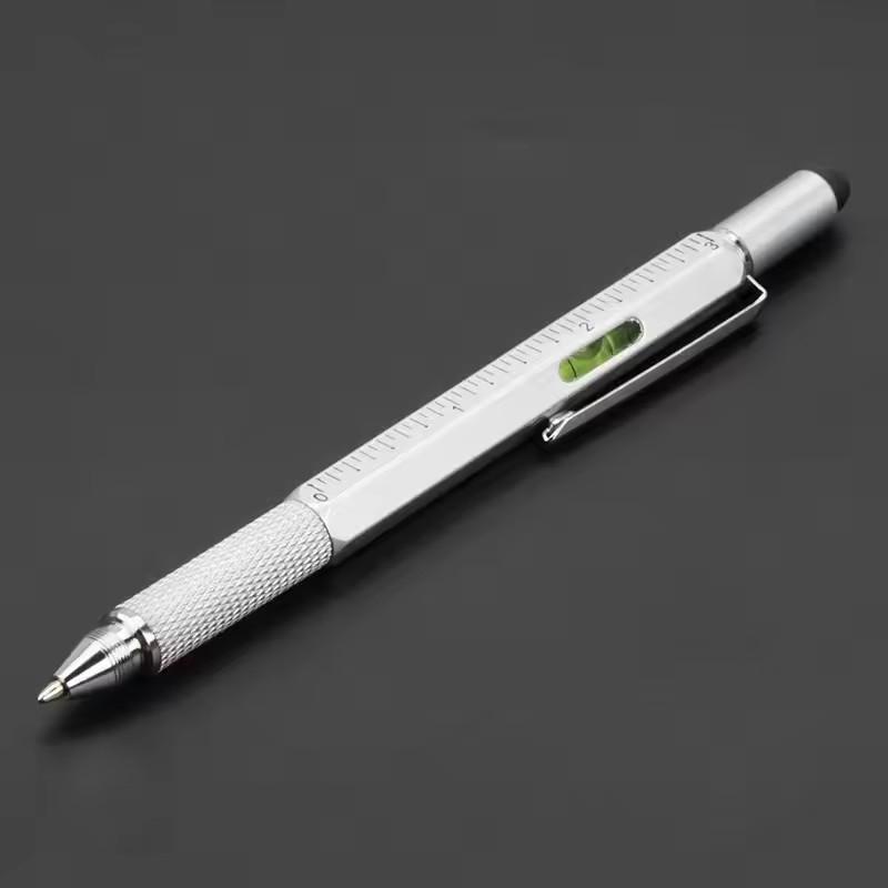 Monking 7 In 1 Multifunctional Pen Touch Screen Stylus Capacitive Pen with Screwdriver Ruler Levelgauge Ballpoint Pencil Tool