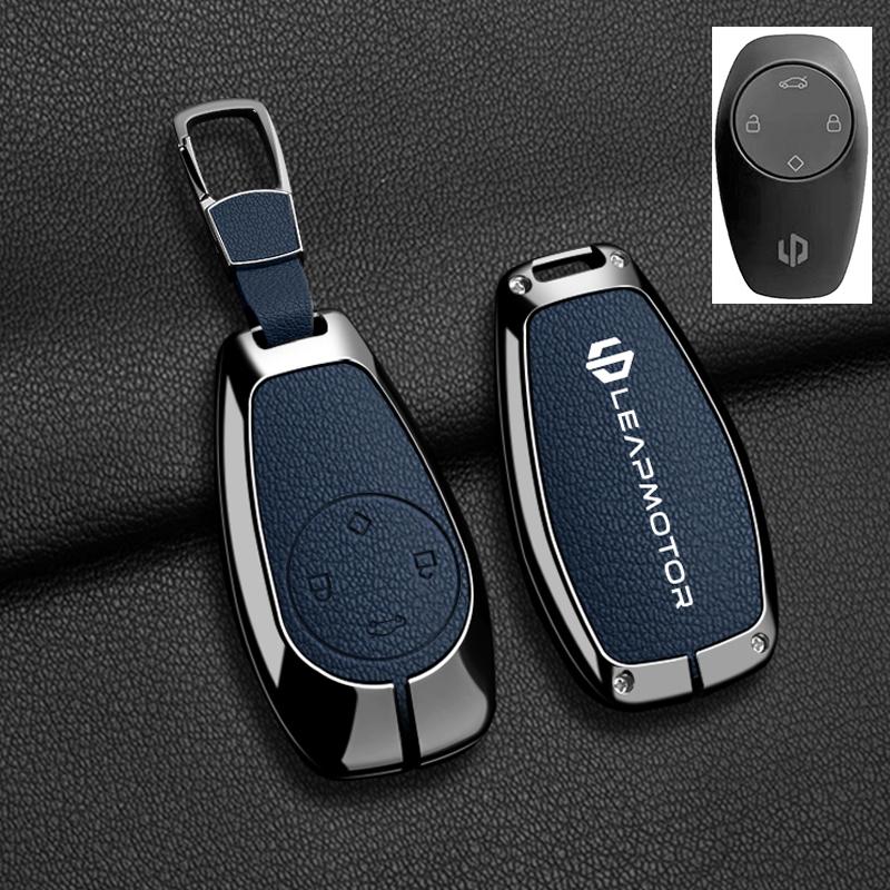BFM1 Car Remote Key Case Cover For Leapmotor C16 C11 C10 C01 B10 T03 S01 Type Zinc Alloy Leather Protector Auto Keychain Accessories